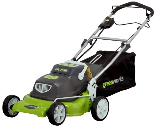 Greenworks 25092 18-Inch 24-Volt Cordless Electric Self Propelled Lawn Mower Bag/Mulch