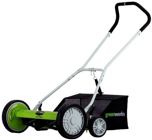 Greenworks 25062 18-Inch 5-Blade Push Reel Lawn Mower With Grass Catcher