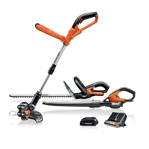 WORX WG913.51 3-Piece 18 Volt Lithium-Ion Cordless Combo Kit With Blower, String Trimmer & Hedge Trimmer